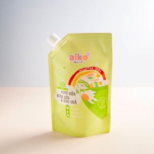 Túi tạo bọt rửa bình sữa và rau quả Aiko hương táo 650ml